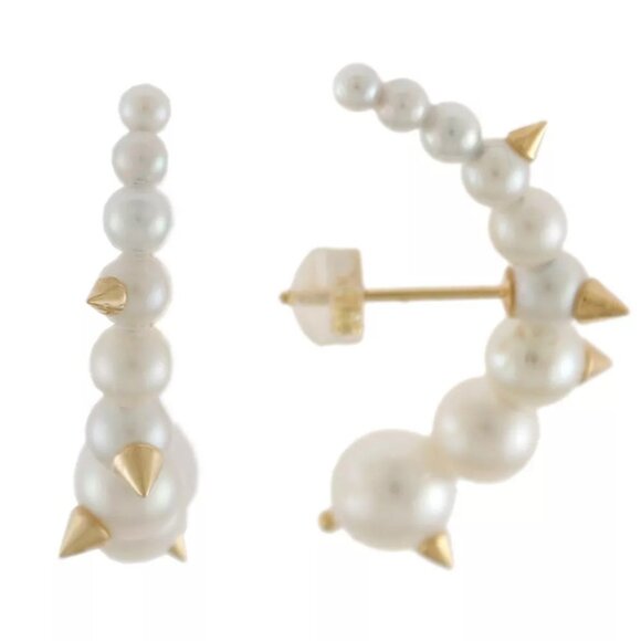 new earring K18 yellow gold Pearl - Picture 1 of 6